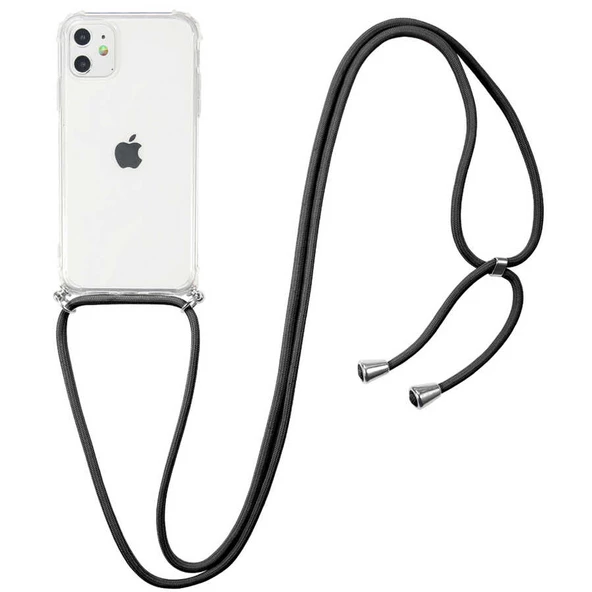 Apple iPhone 11 - Kılıf Şeffaf İp Askılı Koruyucu X-rop Kapak - 5