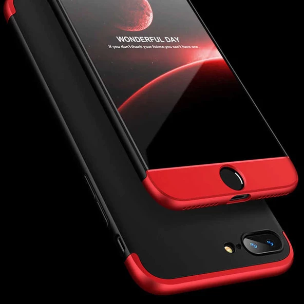 Apple iPhone 8 Plus - Kılıf Parmak izi Yapmayan 3 Parça Ays Kapak - Resim 6