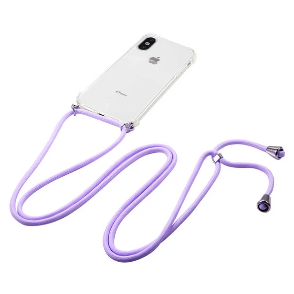 Apple iPhone XS 5.8 - Kılıf Şeffaf İp Askılı Koruyucu X-rop Kapak - 3