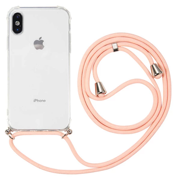Apple iPhone XS 5.8 - Kılıf Şeffaf İp Askılı Koruyucu X-rop Kapak - 4