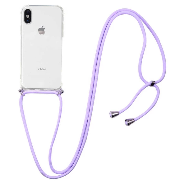 Apple iPhone XS 5.8 - Kılıf Şeffaf İp Askılı Koruyucu X-rop Kapak - 6