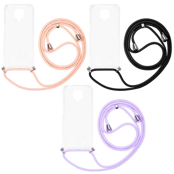 Xiaomi Redmi Note 9S - Kılıf Şeffaf İp Askılı Koruyucu X-rop Kapak - Resim 2