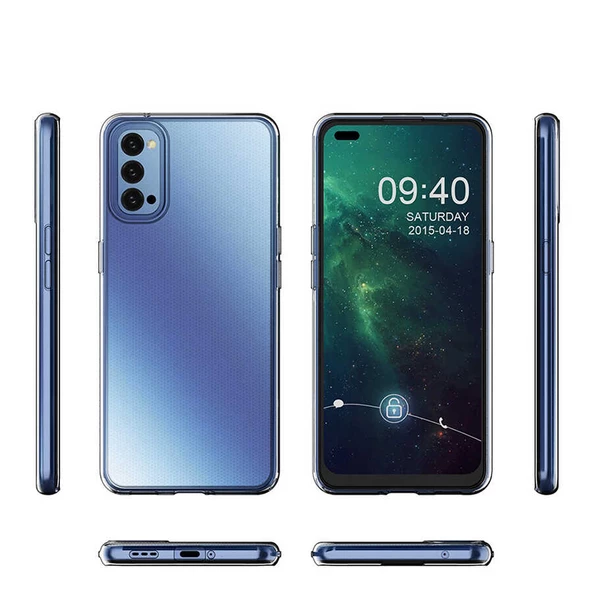 Oppo Reno 4 - Kılıf Şeffaf Soft Slim Fitt Süper Silikon Kapak - Resim 2
