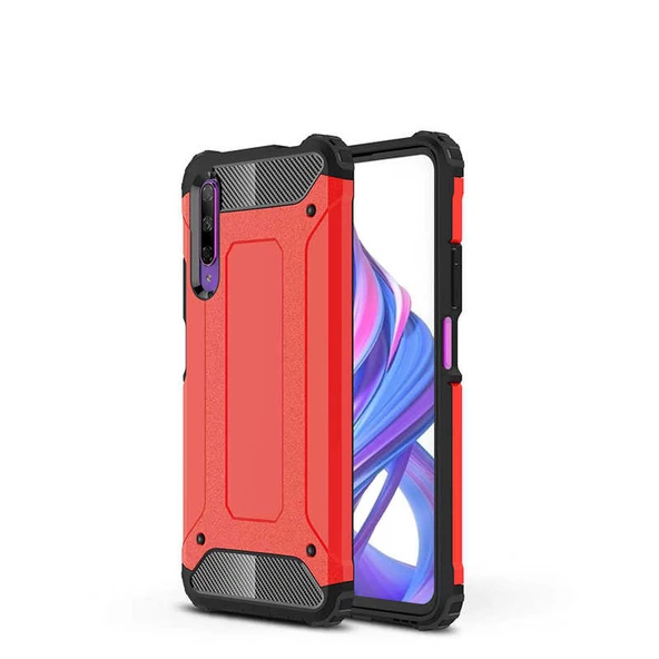 Huawei P Smart Pro 2019 - Kılıf Çift Katman Zırh Tank Crash Military Kapak