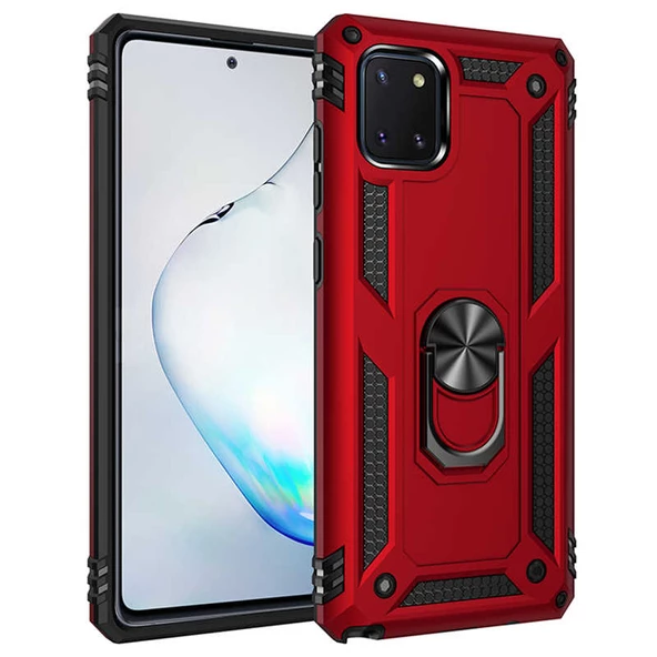 Samsung Galaxy A81 (Note 10 Lite) - Kılıf Yüzüklü Zırh Tank Vega Kapak