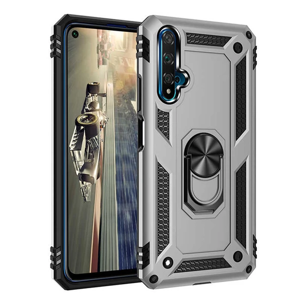 Huawei Honor 20 - Kılıf Yüzüklü Zırh Tank Vega Kapak