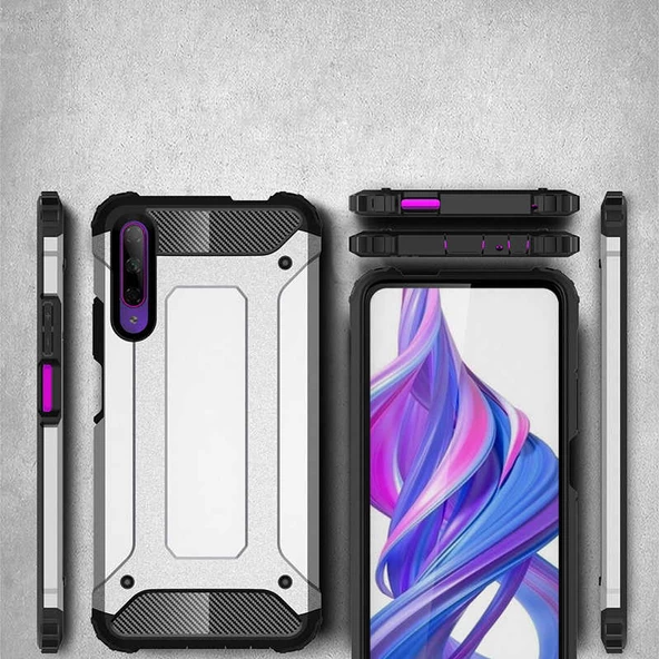 Huawei P Smart Pro 2019 - Kılıf Çift Katman Zırh Tank Crash Military Kapak - 2