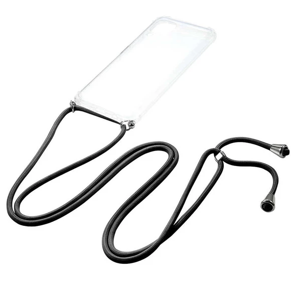 Huawei P40 Lite - Kılıf Şeffaf İp Askılı Koruyucu X-rop Kapak - Resim 2