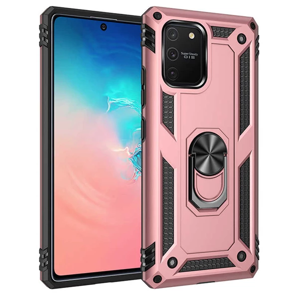 Samsung Galaxy A91 (S10 Lite) - Kılıf Yüzüklü Zırh Tank Vega Kapak