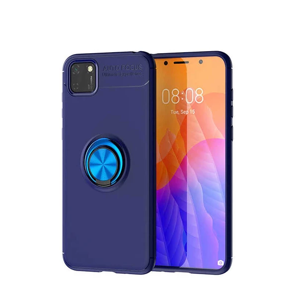 Huawei Y5P - Kılıf Yüzüklü Karbon Ravel Silikon Kapak