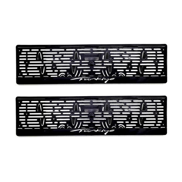 Türkiye Yazılı Plastik Plakalık Plaka Altlığı Çıtalı 2'li Beyaz