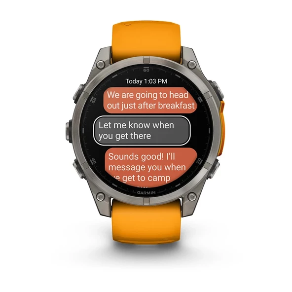 Garmin Fenix 8 – 47mm AMOLED Sapphire Titanyum Turuncu/Grafit Silikon Kayışlı - 6