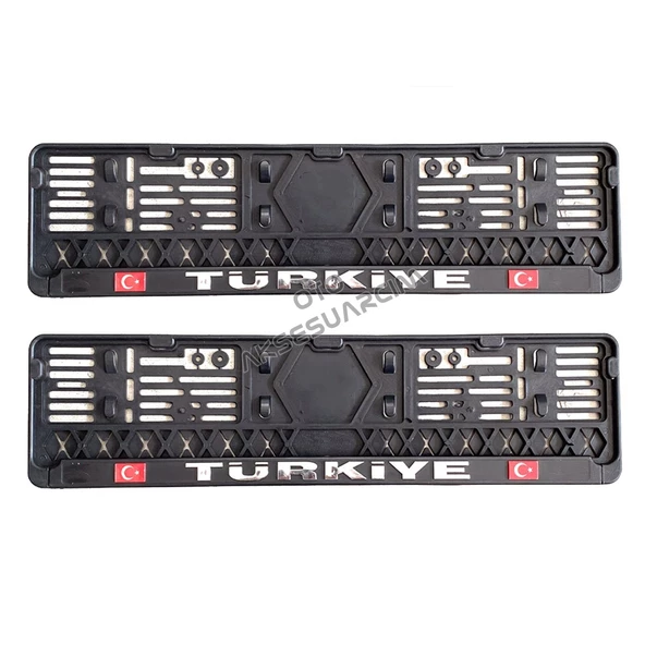 Türkiye Bayraklı Kabartma Plastik Plakalık Plaka Altlığı Çıtalı 2'li