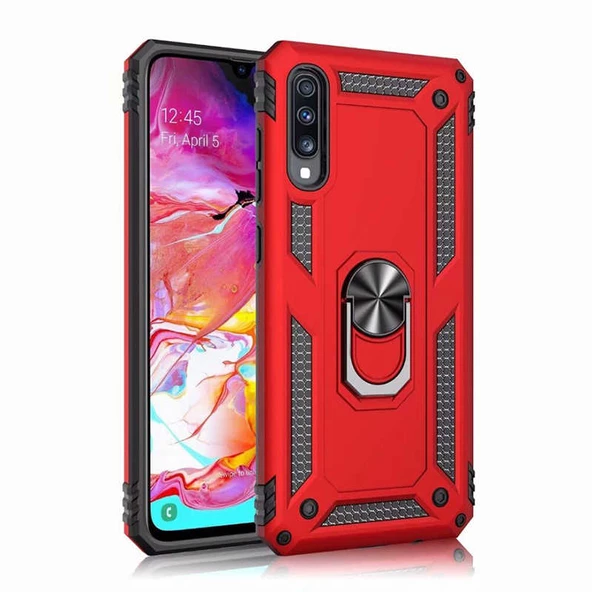 Samsung Galaxy A70 - Kılıf Yüzüklü Zırh Tank Vega Kapak
