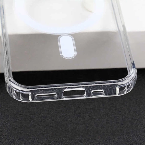 Apple iPhone 11 Pro Max - Kılıf Wireless Şarj Özellikli Şeffaf Sert Koruyucu Tacsafe Kapak - Resim 7