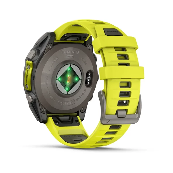 Garmin Fenix 8 - 47 mm Solar Sapphire Titanyum Amp Sarı/Grafit Silikon Kayışlı - 8