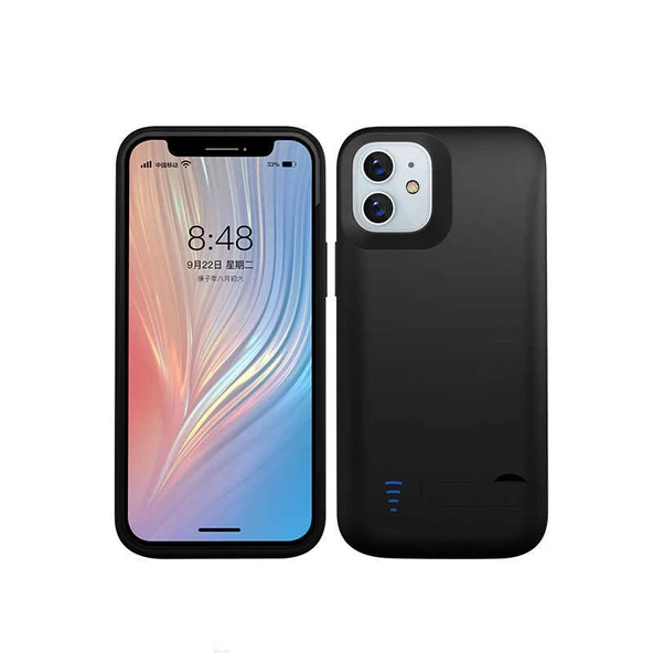 Apple iPhone 12 - Şarjlı Kılıf Standlı Led Göstergeli Powerbank Kılıf - Resim 2