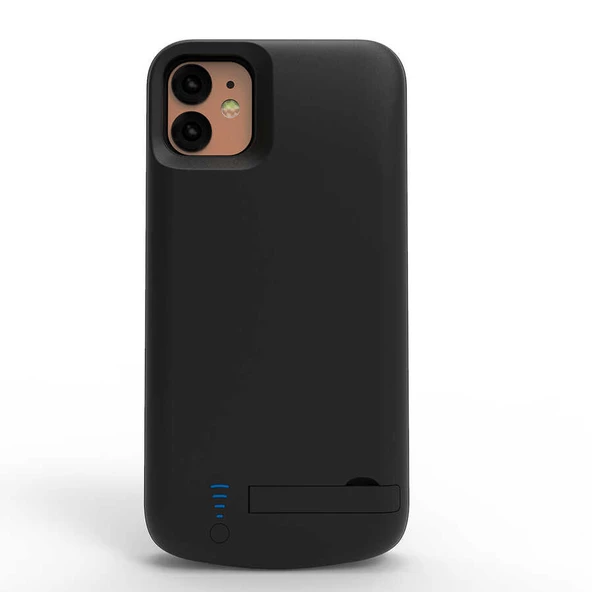 Apple iPhone 12 Mini - Şarjlı Kılıf Standlı Led Göstergeli Powerbank Kılıf