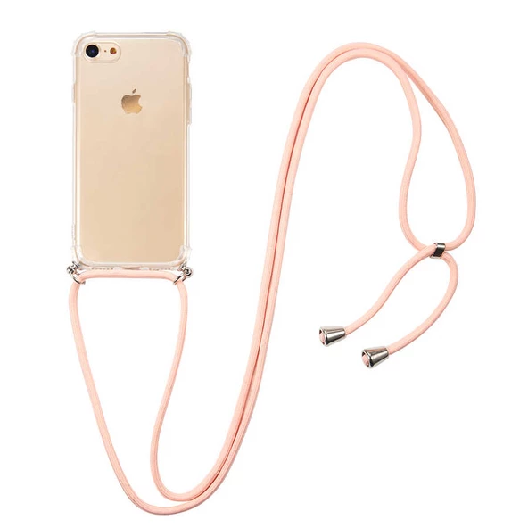 Apple iPhone SE 2022 - Kılıf Şeffaf İp Askılı Koruyucu X-rop Kapak - 3