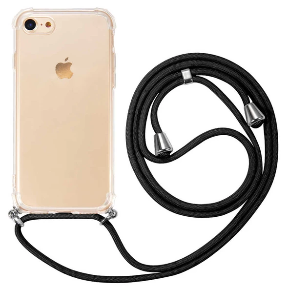 Apple iPhone SE 2022 - Kılıf Şeffaf İp Askılı Koruyucu X-rop Kapak - 6