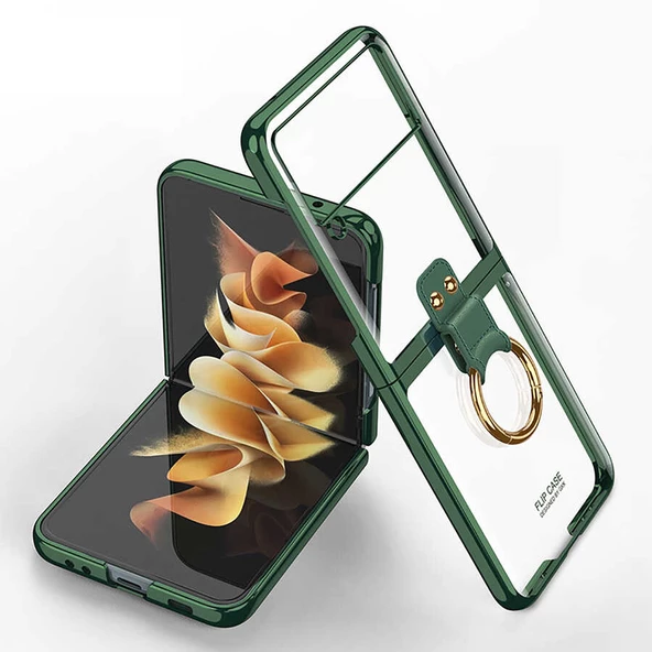 Samsung Galaxy Z Flip 3 - Kılıf Koruyucu Kılıf Yüzüklü Kıpta Kapak