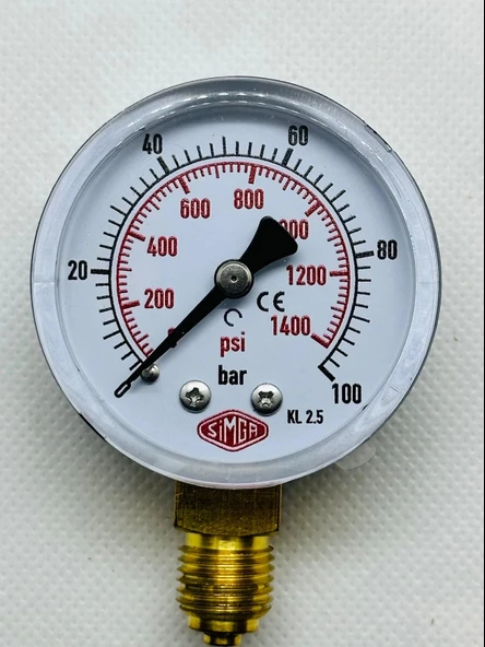 Q 52 - 0 - 100 BAR 1/4 ALT ÇIKIŞLI KURU TİP MANOMETRE