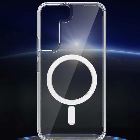 Samsung Galaxy S22 Plus - Kılıf Wireless Şarj Özellikli Şeffaf Sert Koruyucu Tacsafe Kapak - Resim 5