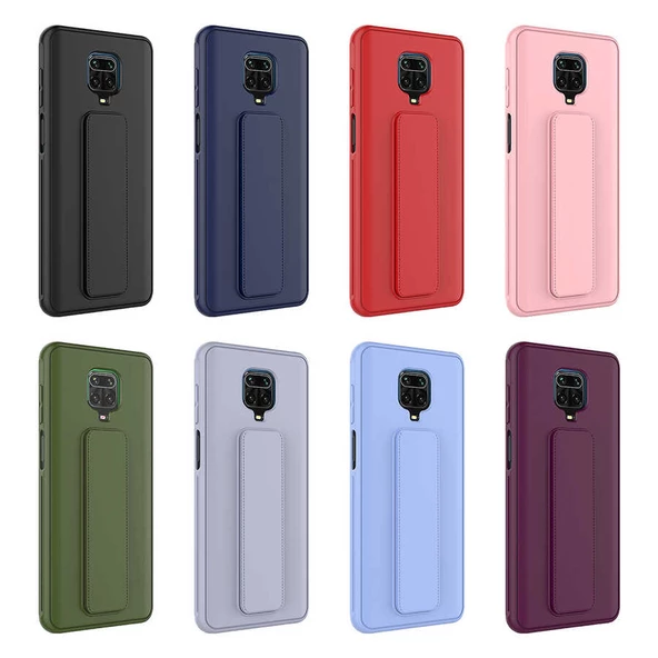 Xiaomi Redmi Note 9S - Kılıf Mat Koruyucu El Tutacaklı Stand Olabilen Qstand Kapak - Resim 3