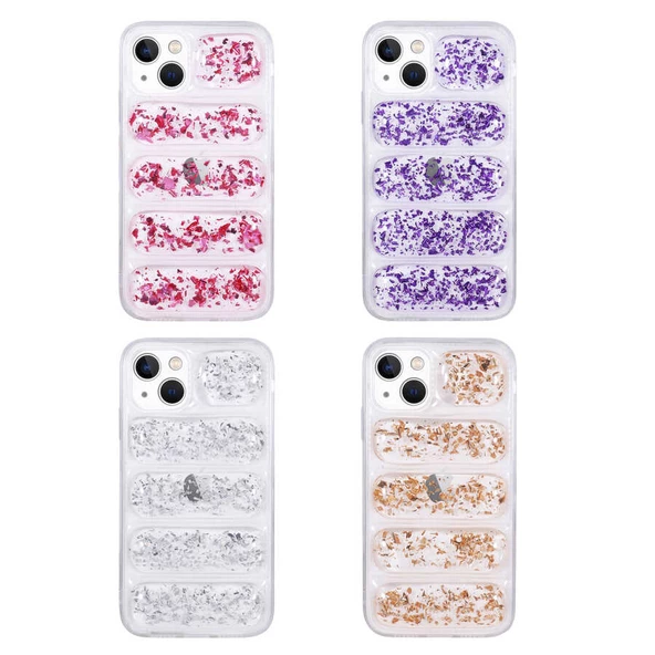 Apple iPhone 13 - Kılıf Kamera Korumalı Simli Airbag'li Dalga Kapak - Resim 2