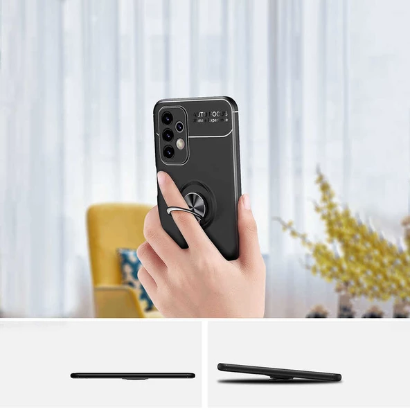 Samsung Galaxy A23 - Kılıf Yüzüklü Karbon Ravel Silikon Kapak - Resim 6