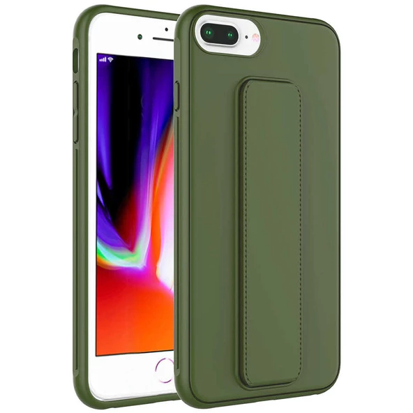 Apple iPhone 7 Plus - Kılıf Mat Koruyucu El Tutacaklı Stand Olabilen Qstand Kapak