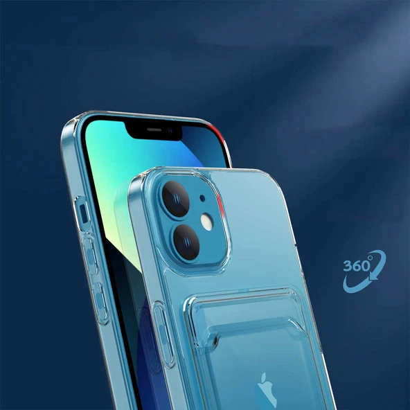 Apple iPhone 11 - Kılıf Kartvizit Bölmeli Şeffaf Sert Ensa Kapak - Resim 6