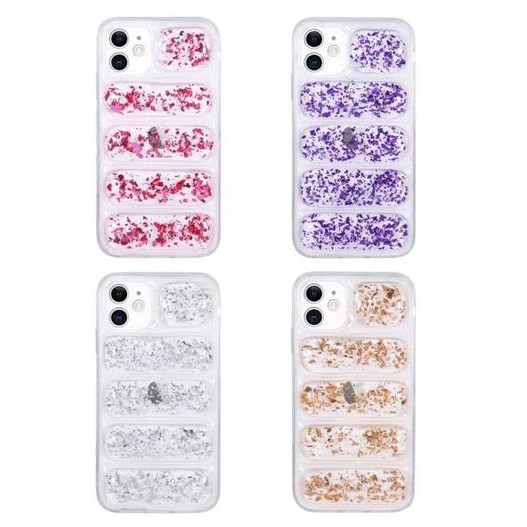 Apple iPhone 12 - Kılıf Kamera Korumalı Simli Airbag'li Dalga Kapak - Resim 2