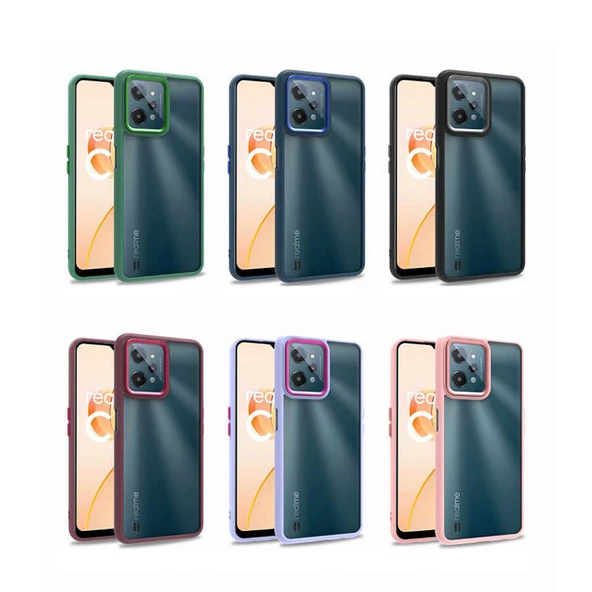 Realme C31 - Kılıf Arkası Şeffaf Kamera Çevresi Parlak Zıt Renkli Flora Kapak - Resim 2