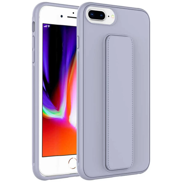 Apple iPhone 8 Plus - Kılıf Mat Koruyucu El Tutacaklı Stand Olabilen Qstand Kapak
