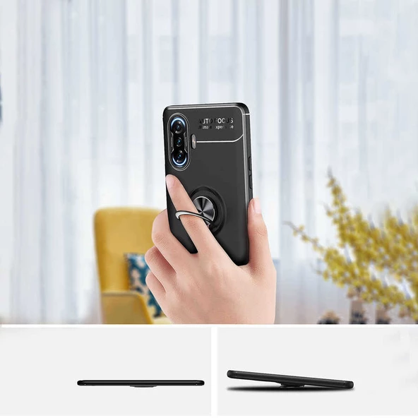 Xiaomi Redmi K40 Gaming - Kılıf Yüzüklü Karbon Ravel Silikon Kapak - Resim 6