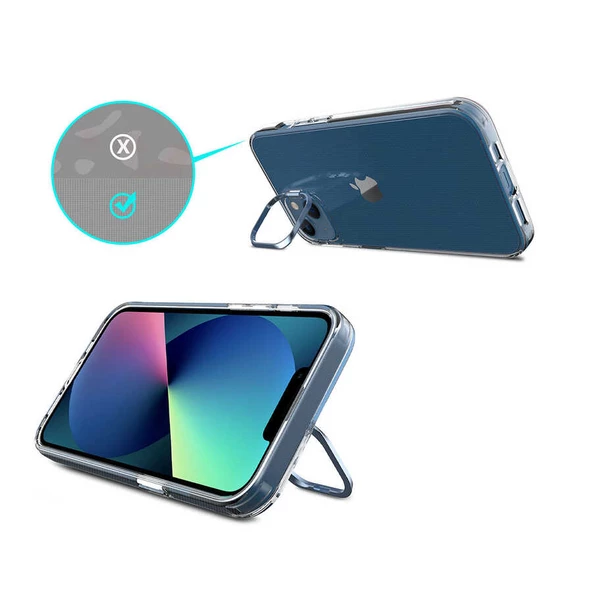 Apple iPhone 13 - Kılıf Stand Olan Şeffaf Pürüzsüz Sert Skuba Kapak - Resim 2
