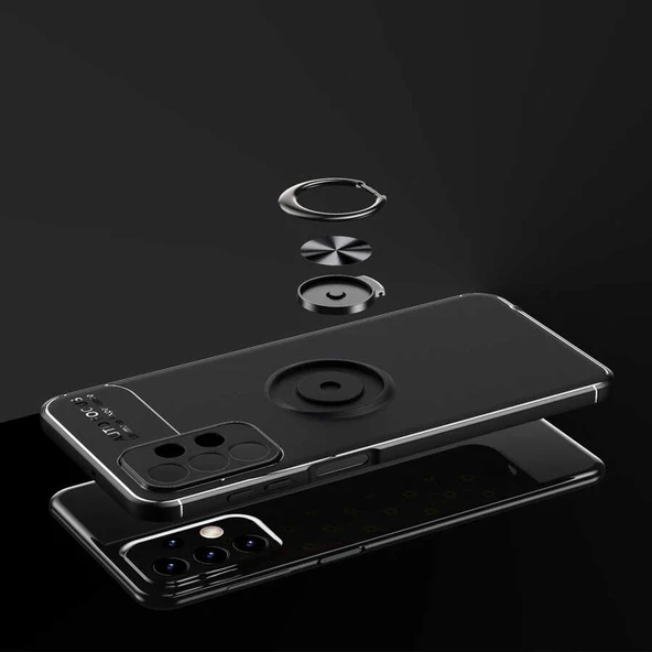 Samsung Galaxy A23 - Kılıf Yüzüklü Karbon Ravel Silikon Kapak - Resim 4