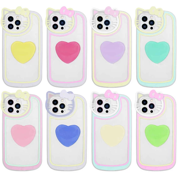 Apple iPhone 12 Pro Max - Kılıf Kedi Figürlü Transparan Pop Soketli Ritmik Kapak - Resim 2