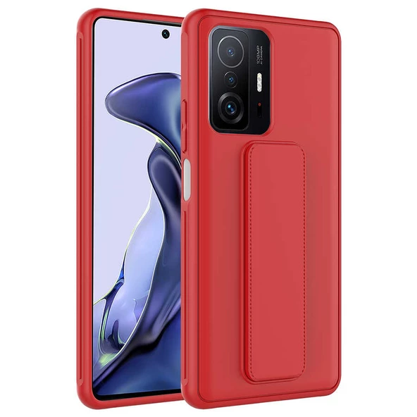 Xiaomi Mi 11T 5G - Kılıf Mat Koruyucu El Tutacaklı Stand Olabilen Qstand Kapak