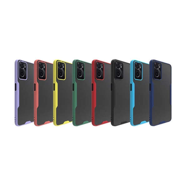 Oppo A96 4G - Kılıf Kenarı Renkli Arkası Şeffaf Parfe Kapak - Resim 2