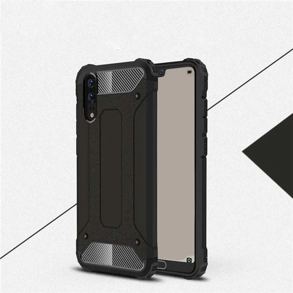 Huawei P20 - Kılıf Çift Katman Zırh Tank Crash Military Kapak