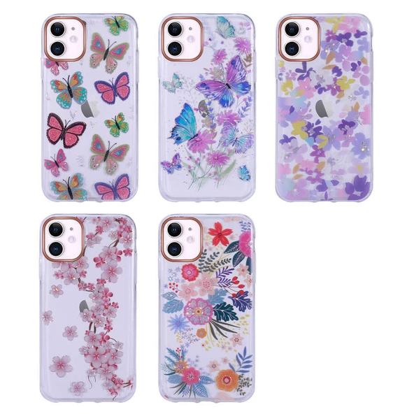 Apple iPhone 11 - Kılıf Desenli Simli Sert İnka Kapak - Resim 2