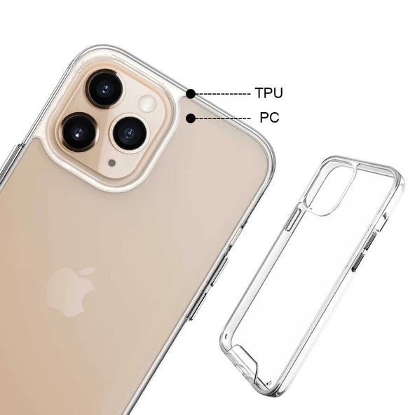 Apple iPhone 14 Pro Max - Kılıf Şeffaf Sert Koruyucu Gard Silikon - 5
