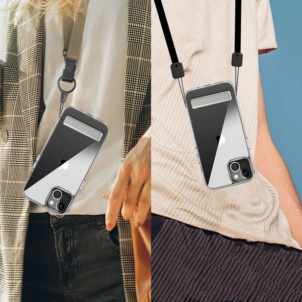 Apple iPhone 14 - Kılıf Standlı Şeffaf Silikon L-Stand Kapak - Resim 5