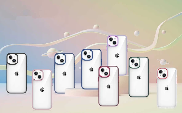 Apple iPhone 14 Plus - Kılıf Arkası Şeffaf Kamera Çevresi Parlak Zıt Renkli Flora Kapak - Resim 5