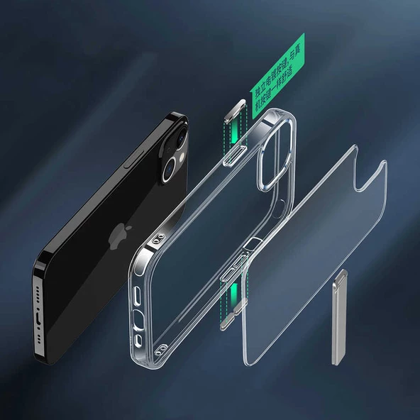Apple iPhone 14 - Kılıf Standlı Şeffaf Silikon L-Stand Kapak - Resim 7