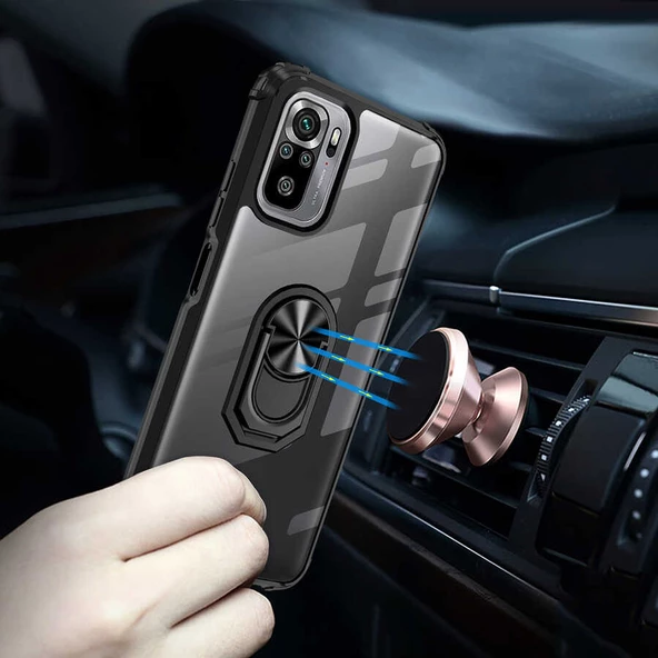 Xiaomi Poco M5S - Kılıf Yüzüklü Arkası Şeffaf Koruyucu Mola Kapak - Resim 2