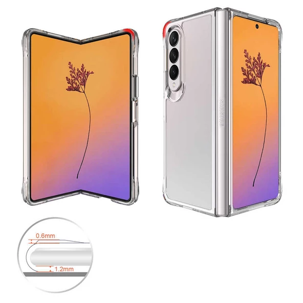 Samsung Galaxy Z Fold 4 - Kılıf Sert Şeffaf Pürüzsüz Vonn Kapak - Resim 4