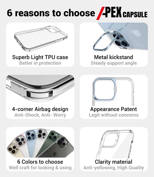 Apple iPhone 14 Pro - Kılıf Stand Olan Şeffaf Pürüzsüz Sert Skuba Kapak - Resim 7